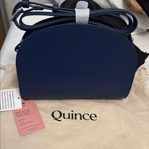 Quince Italian Leather Dome Crossbody - Midnight Blue